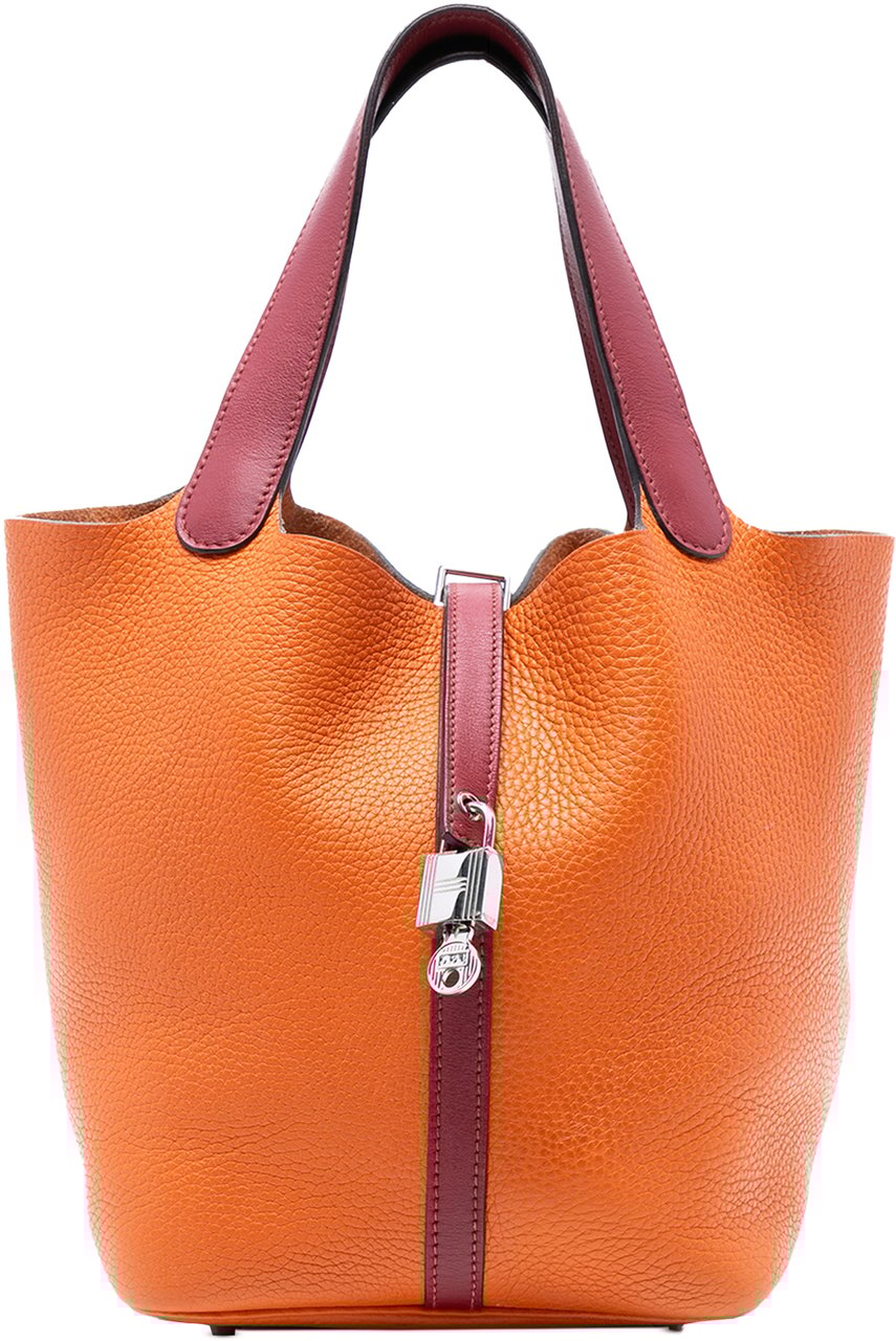 Hermès Bicolor Clemence and Swift Picotin Lock 22 Oranje