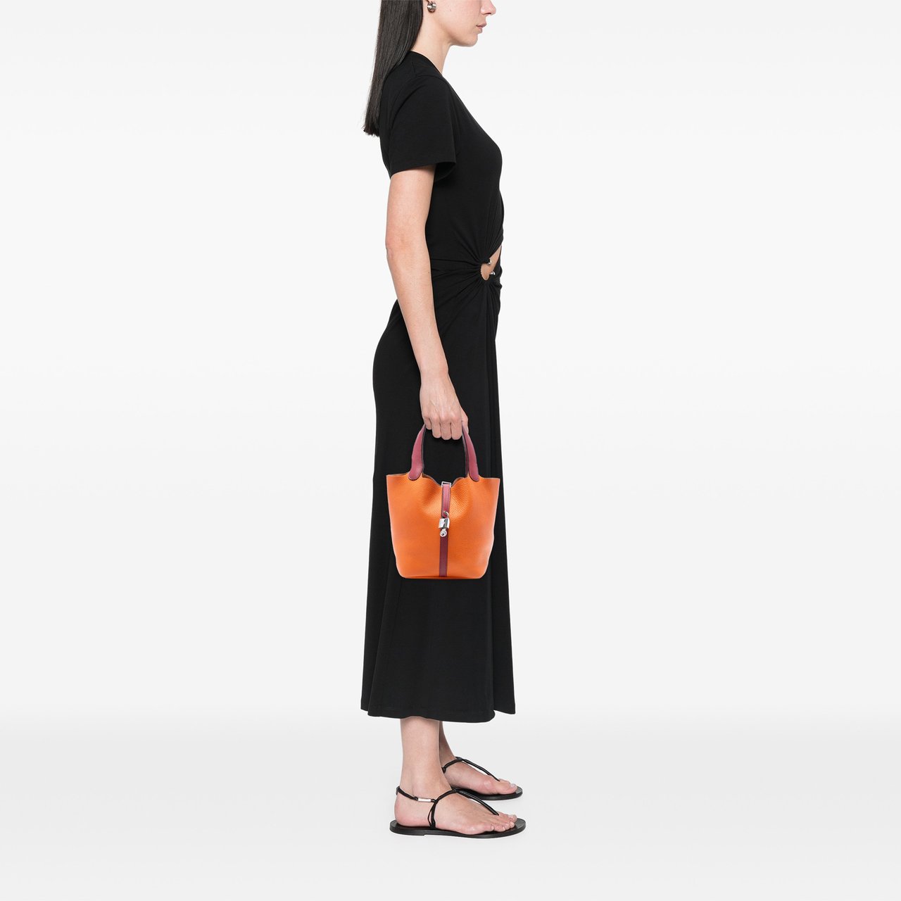 Hermès Bicolor Clemence and Swift Picotin Lock 22 Oranje