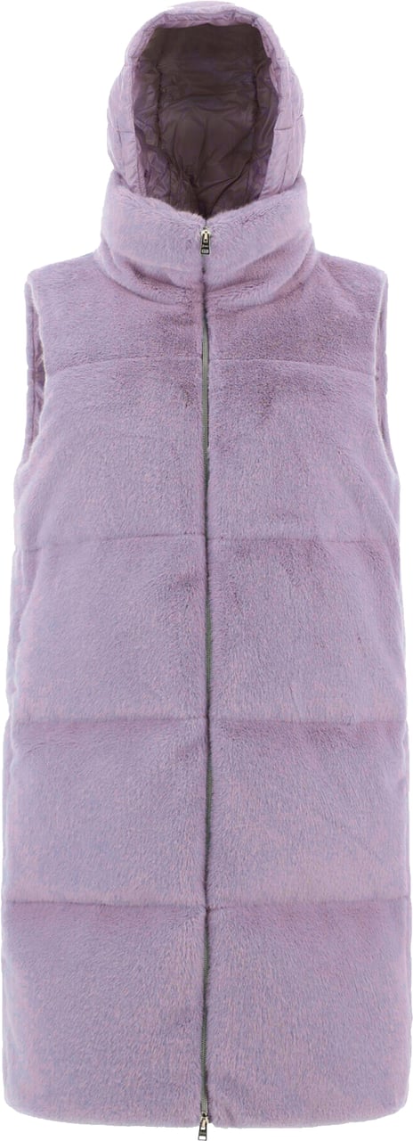 HERNO Faux Fur Sleeveles Coat Paars