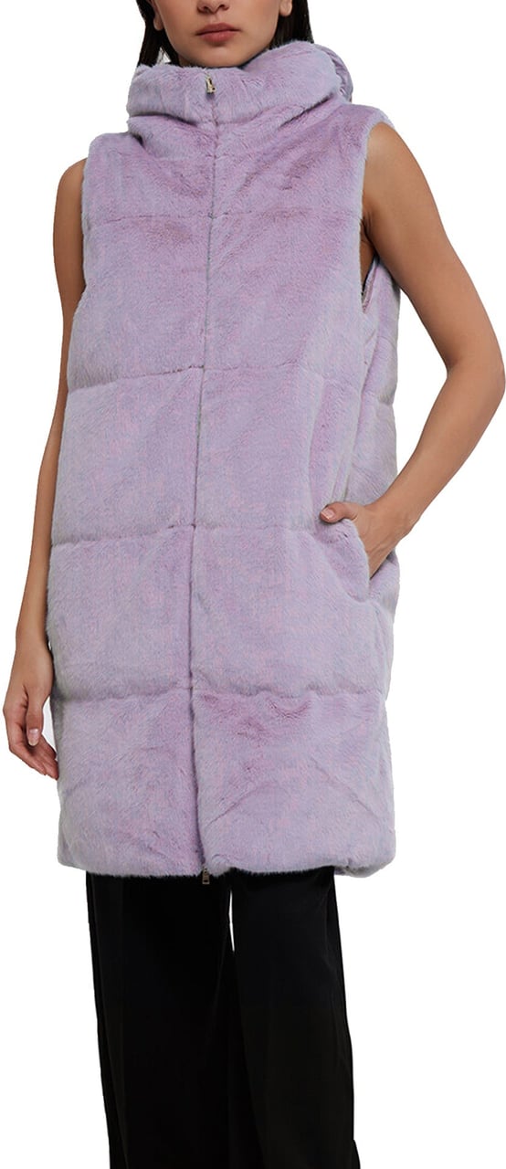HERNO Faux Fur Sleeveles Coat Paars