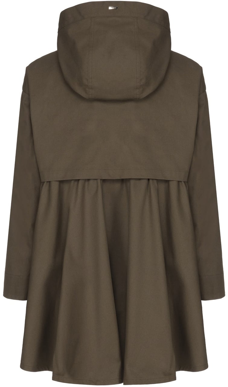 Herno Ruffled Flared Coat Groen