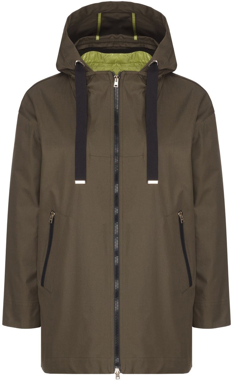 Herno Ruffled Flared Coat Groen