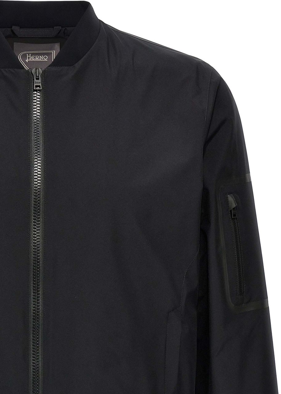Herno Black Polyester Bomber Zwart