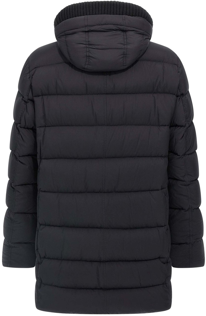 Herno Black Polyamide Coat Zwart