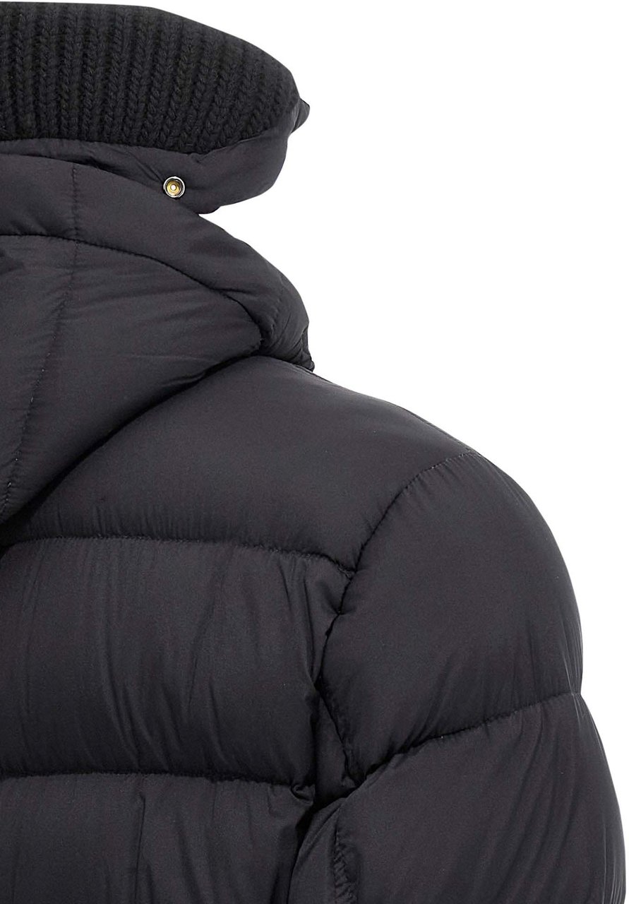 Herno Black Polyamide Coat Zwart