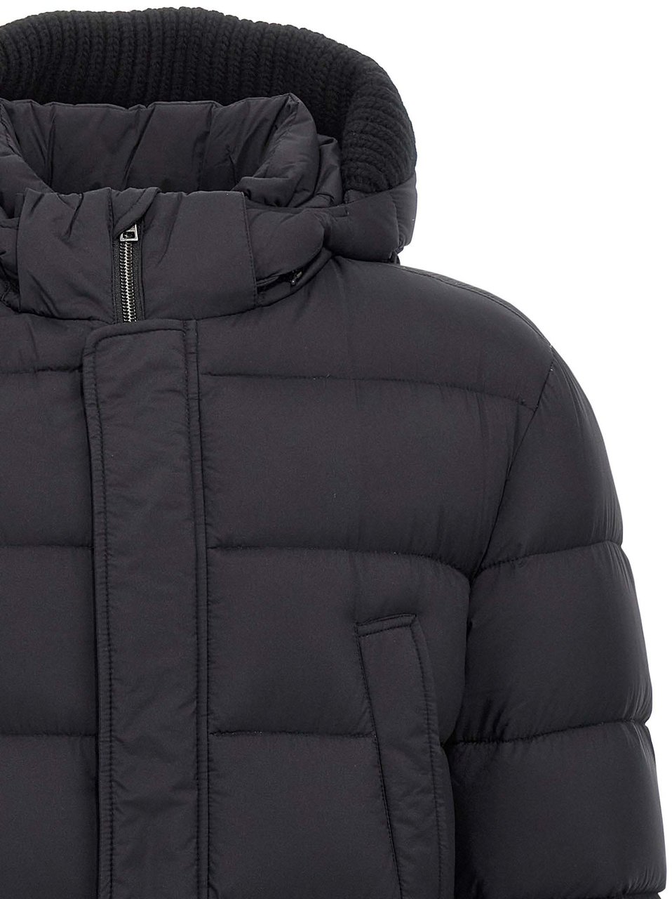 Herno Black Polyamide Coat Zwart
