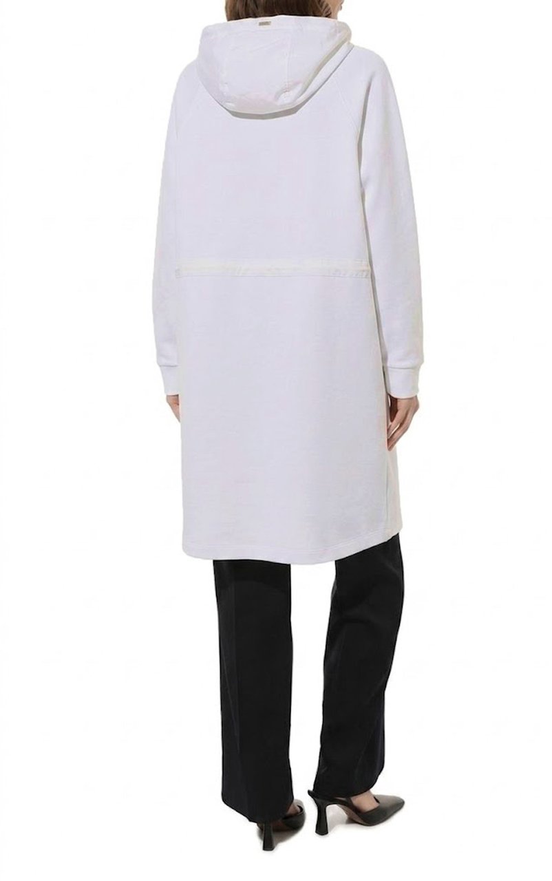 Herno Long Hooded Zip Coat Wit