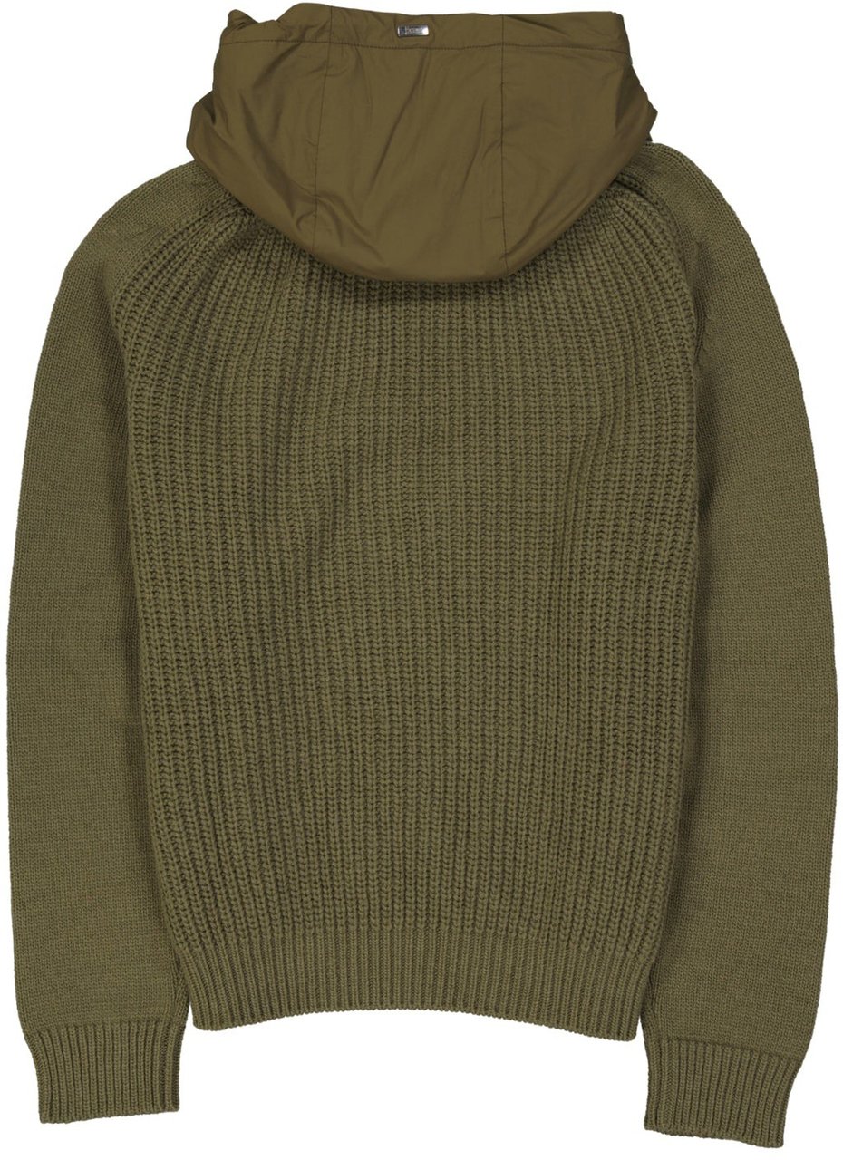 Herno Long-Sleeved Hooded Knitted Jumper Groen