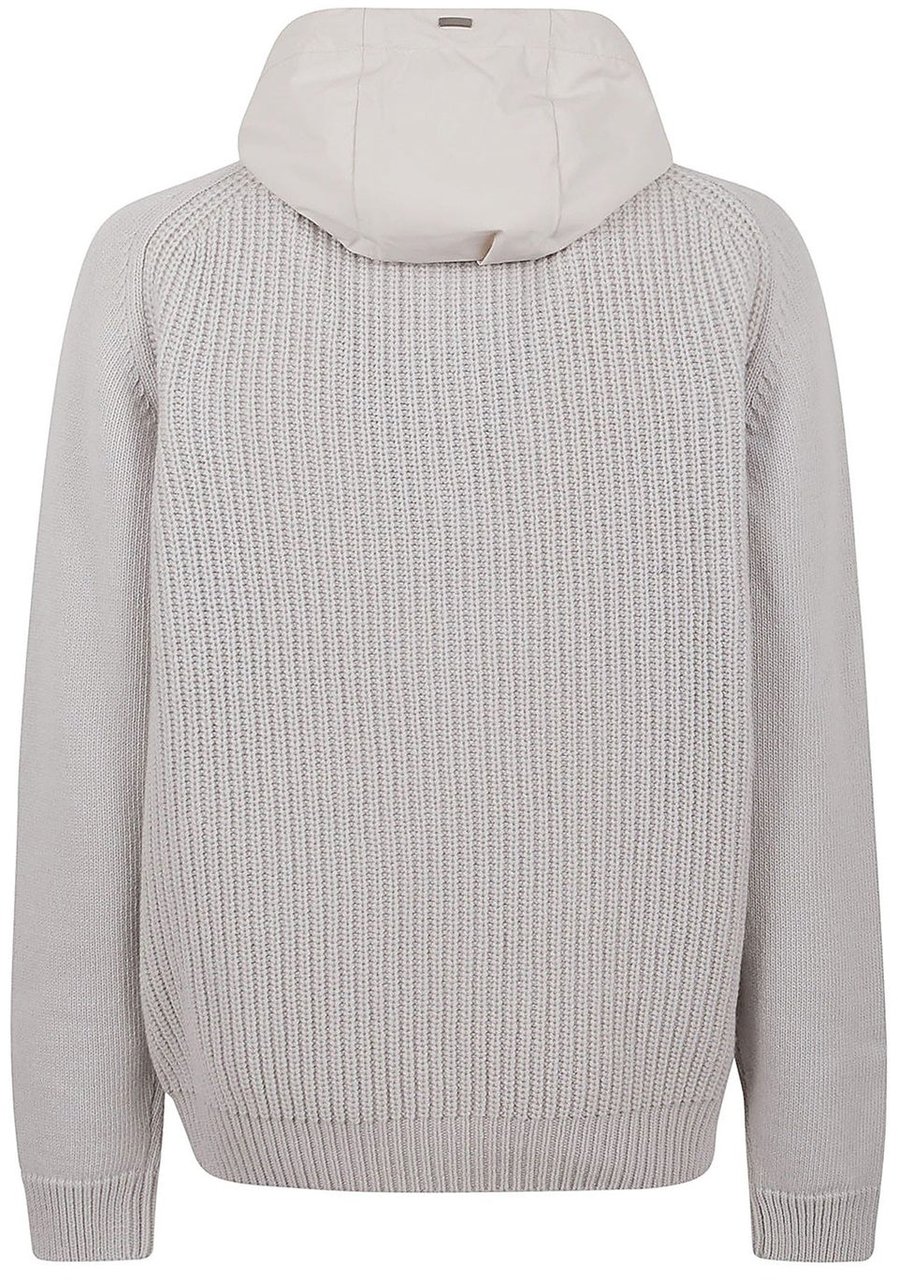Herno Resort Hooded Wool Sweater Grijs