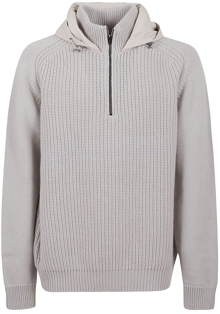 Herno Resort Hooded Wool Sweater Grijs