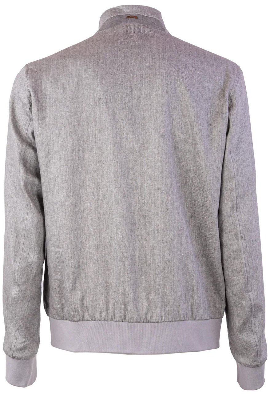 Herno Linen Bomber Jacket Grijs