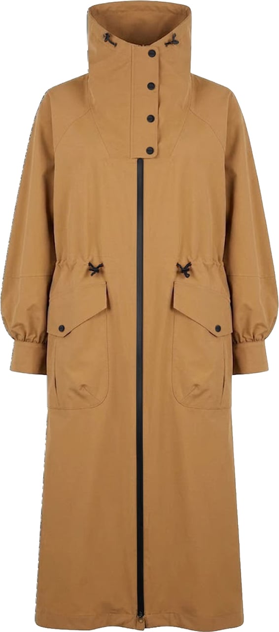 Herno Long Funnel-Neck Trench Coat Bruin