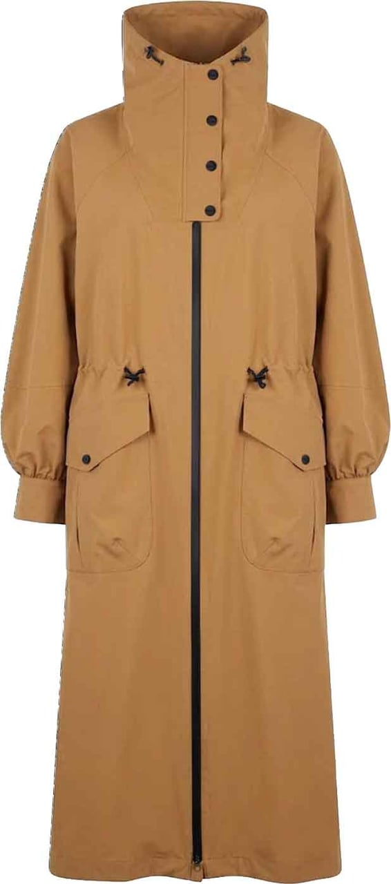 Herno Long Funnel-Neck Trench Coat Bruin