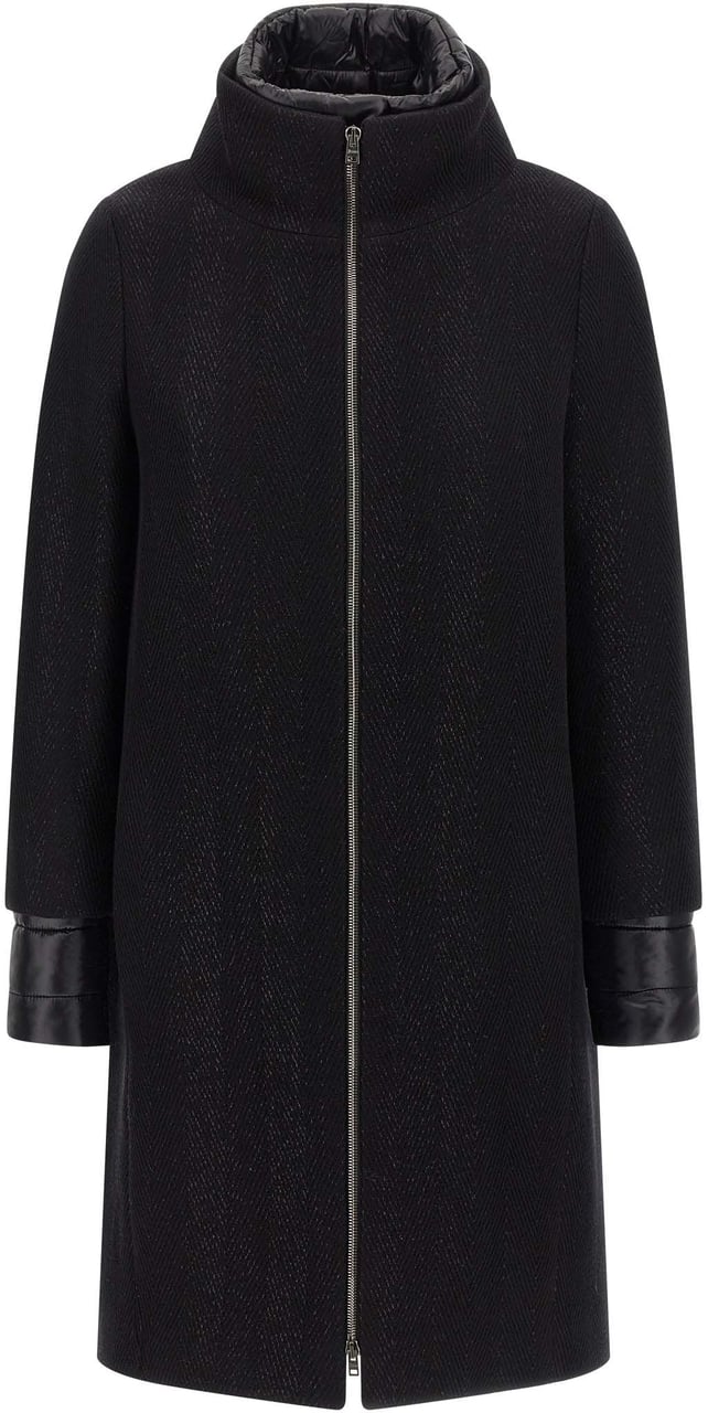 Herno Black Wool Coat Zwart