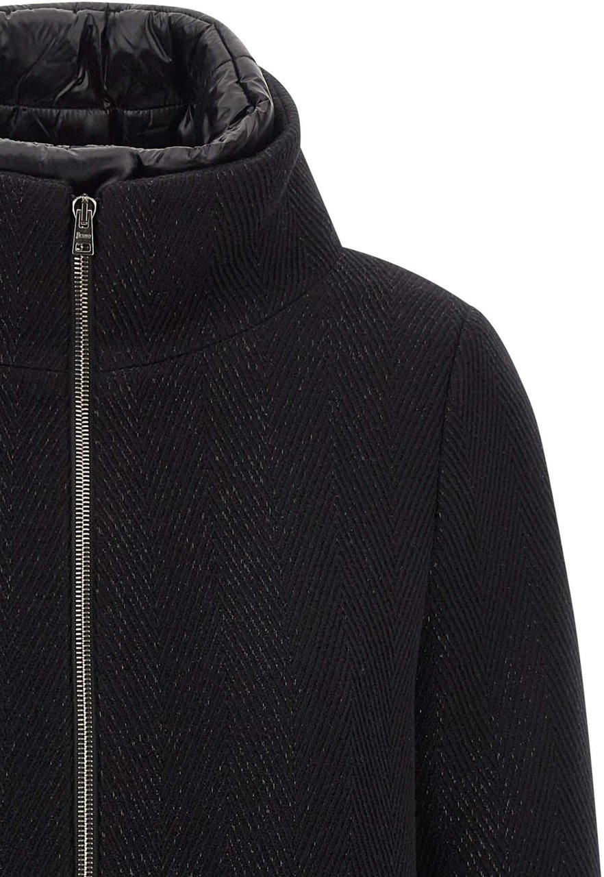 Herno Black Wool Coat Zwart