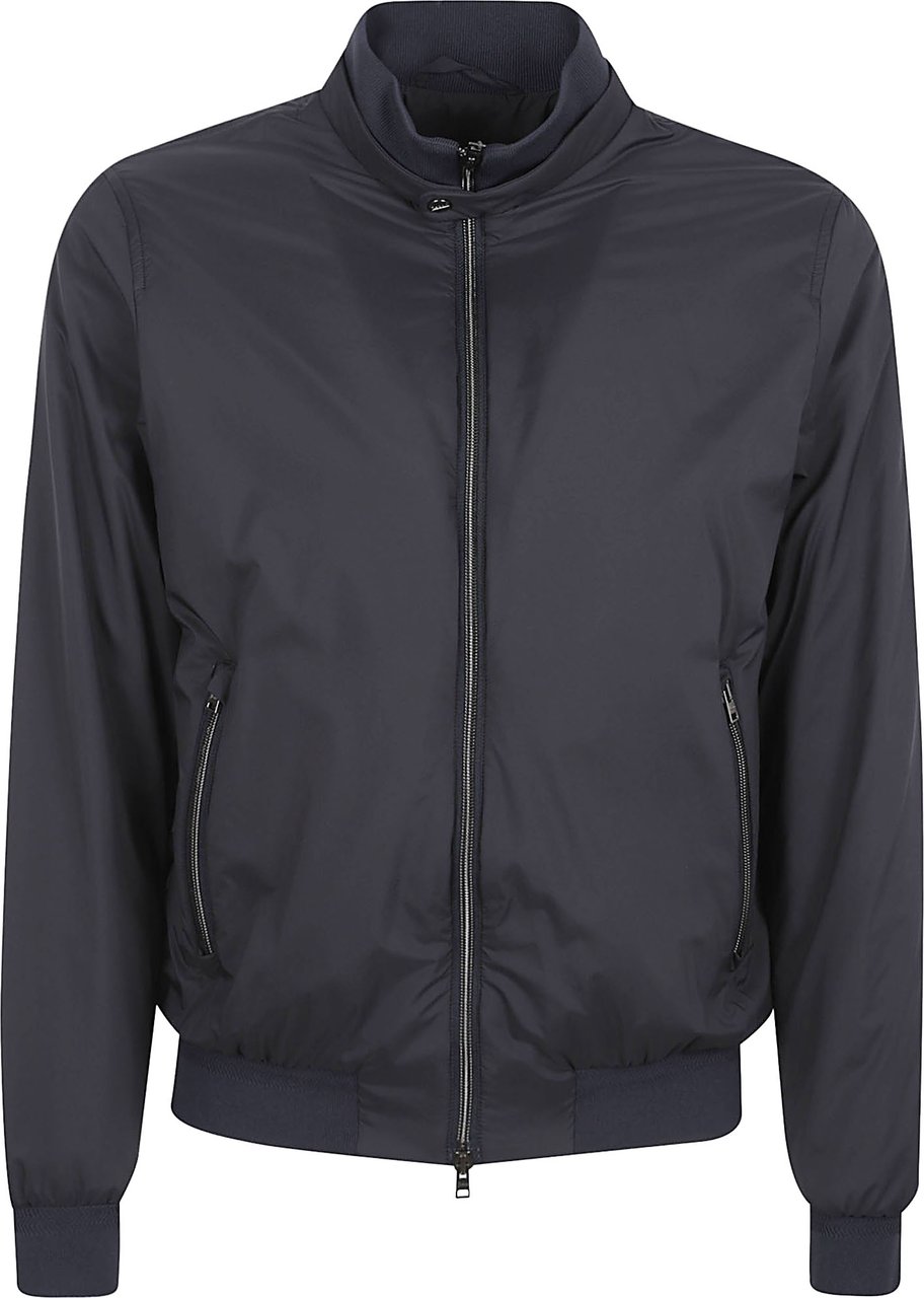 Herno Cropped Blue Jacket with Zippered Pockets Zwart