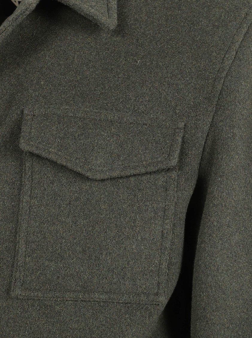 Herno Double-Layered Wool Jacket With Twill Texture Grijs