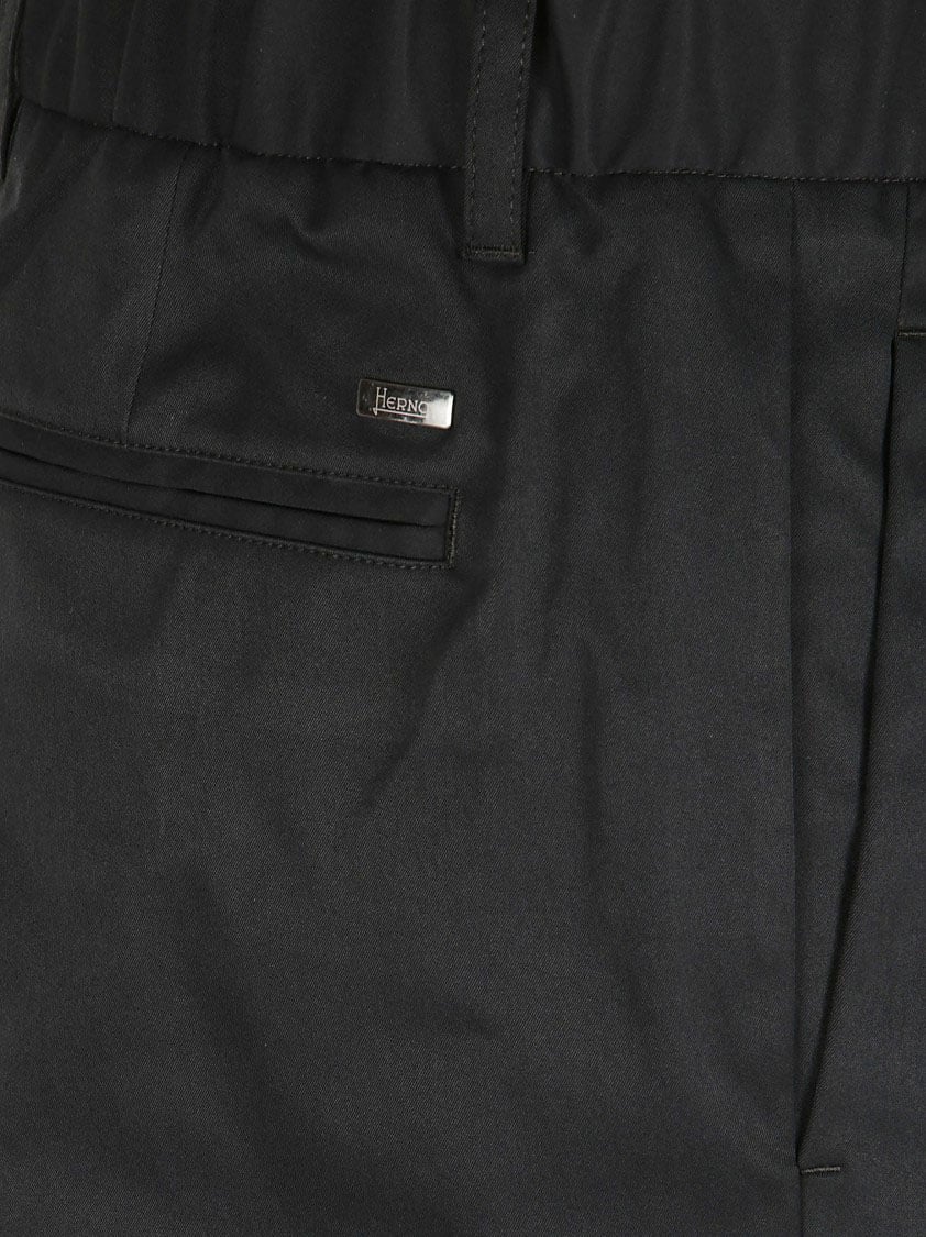 Herno Mechanical Stretch Twill Trousers With Drawstring Waist And Vintage Finish Blauw