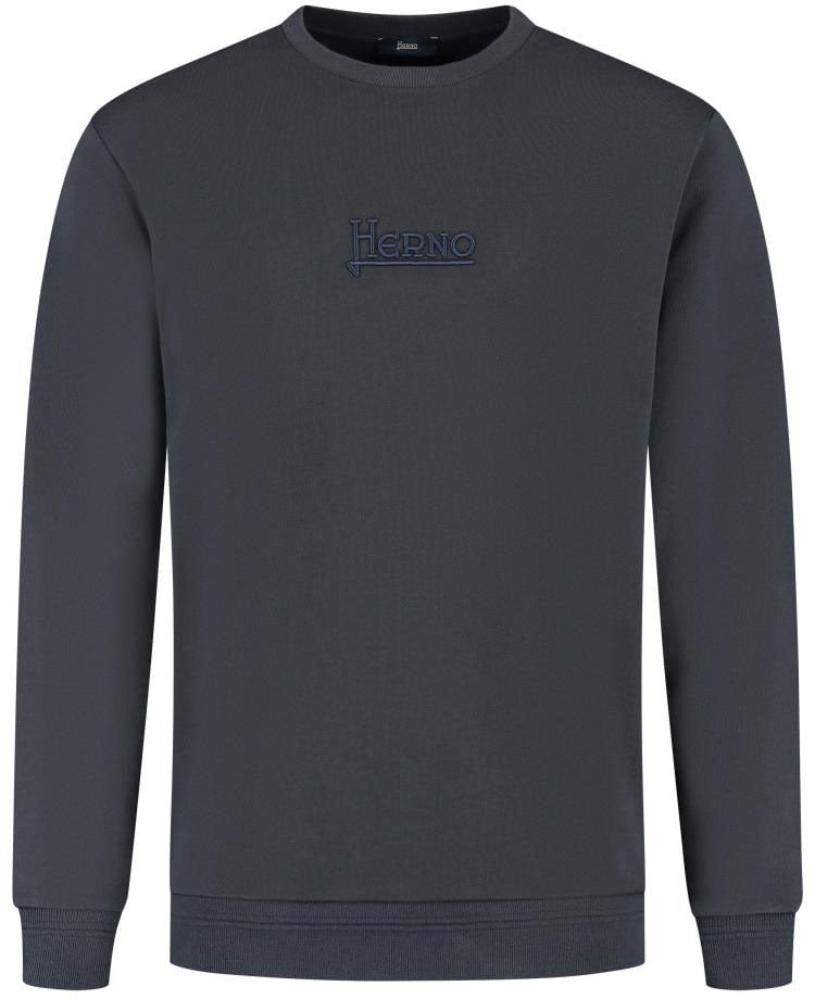 Herno Felpa Girocollo Logo Blauw