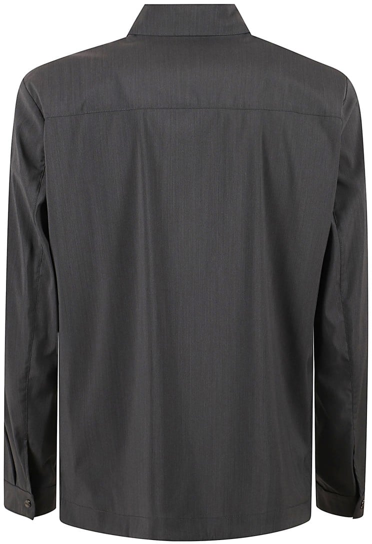 Herno Button-Up Grey Coat With Subtle Texture Grijs