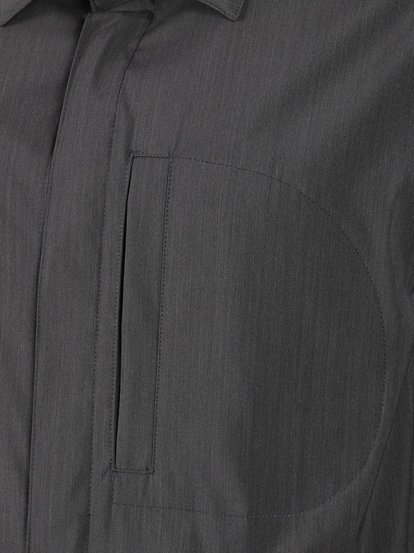Herno Button-Up Grey Coat With Subtle Texture Grijs