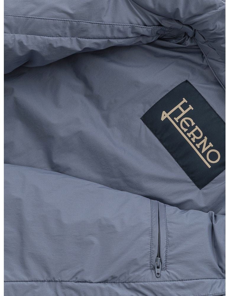 Herno Blue Polyester Coat Blauw