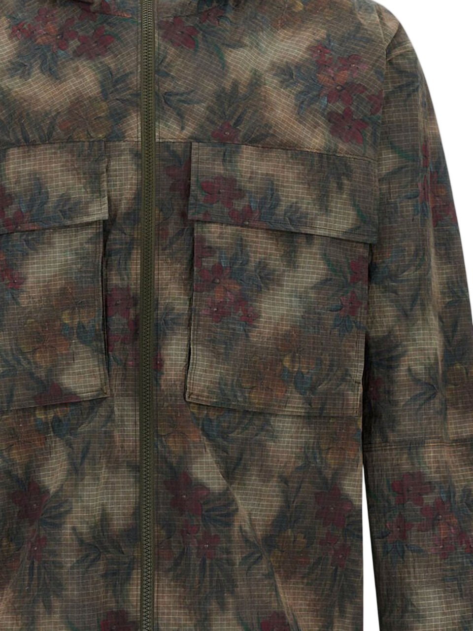 Herno Multicolor Tropical Pattern Ripstop Nylon Parka Grijs