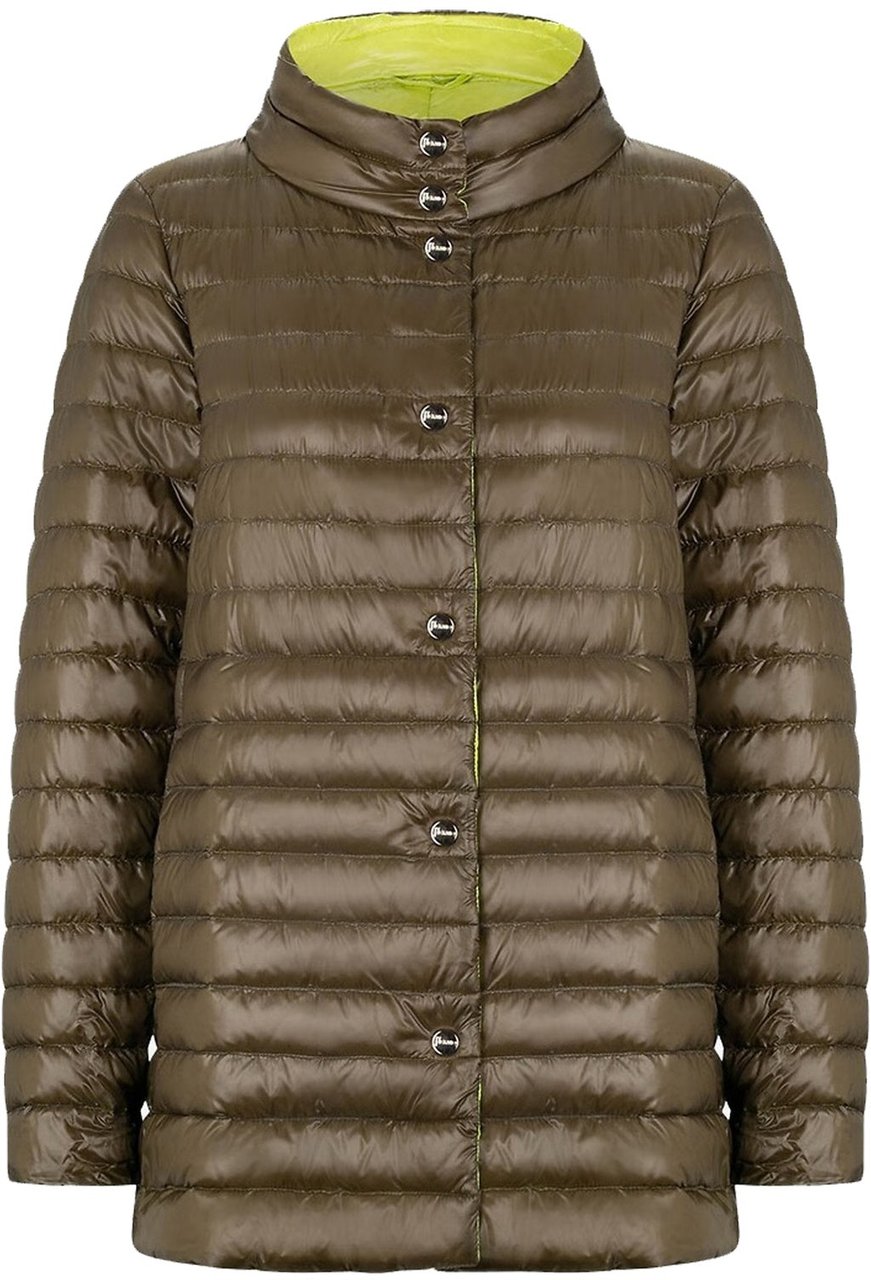 HERNO Ultralight reversible A-line down Coat Groen