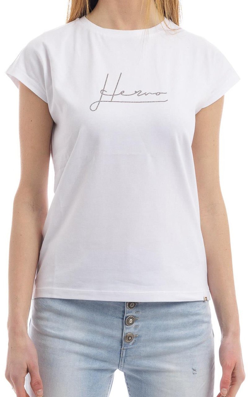 Herno Herno Crystal-Embellished Logo T-shirt Wit