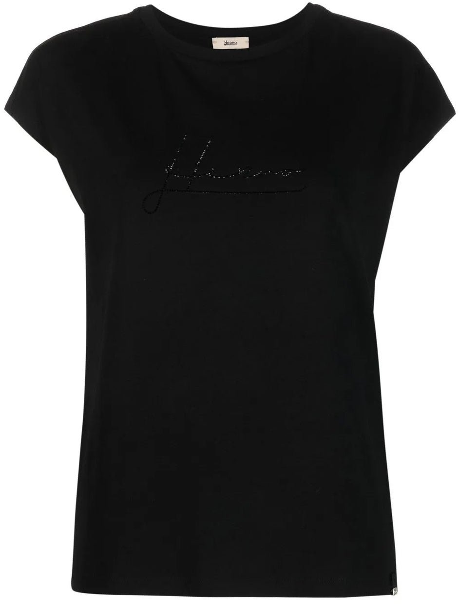 Herno Herno Crystal-Embellished Logo T-shirt Zwart