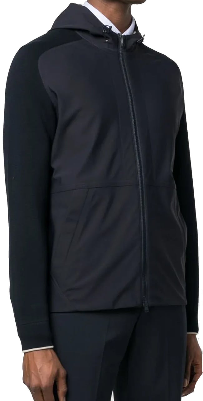 Herno Knit-Sleeve Hooded Jacket Blauw