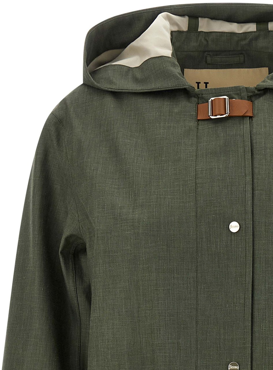 Herno Bicolor Linen Coat Groen