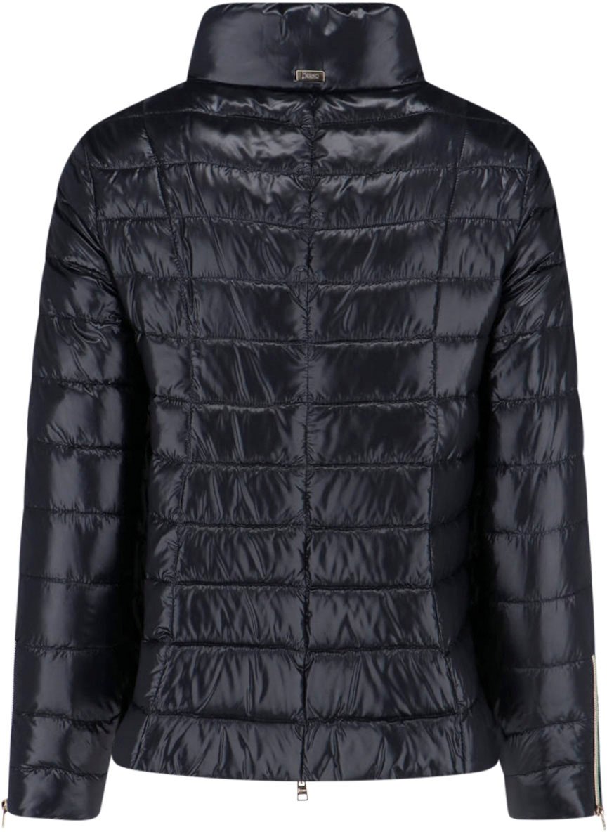 Herno Tailored Black Jacket With High Collar And Zipper Closure Zwart