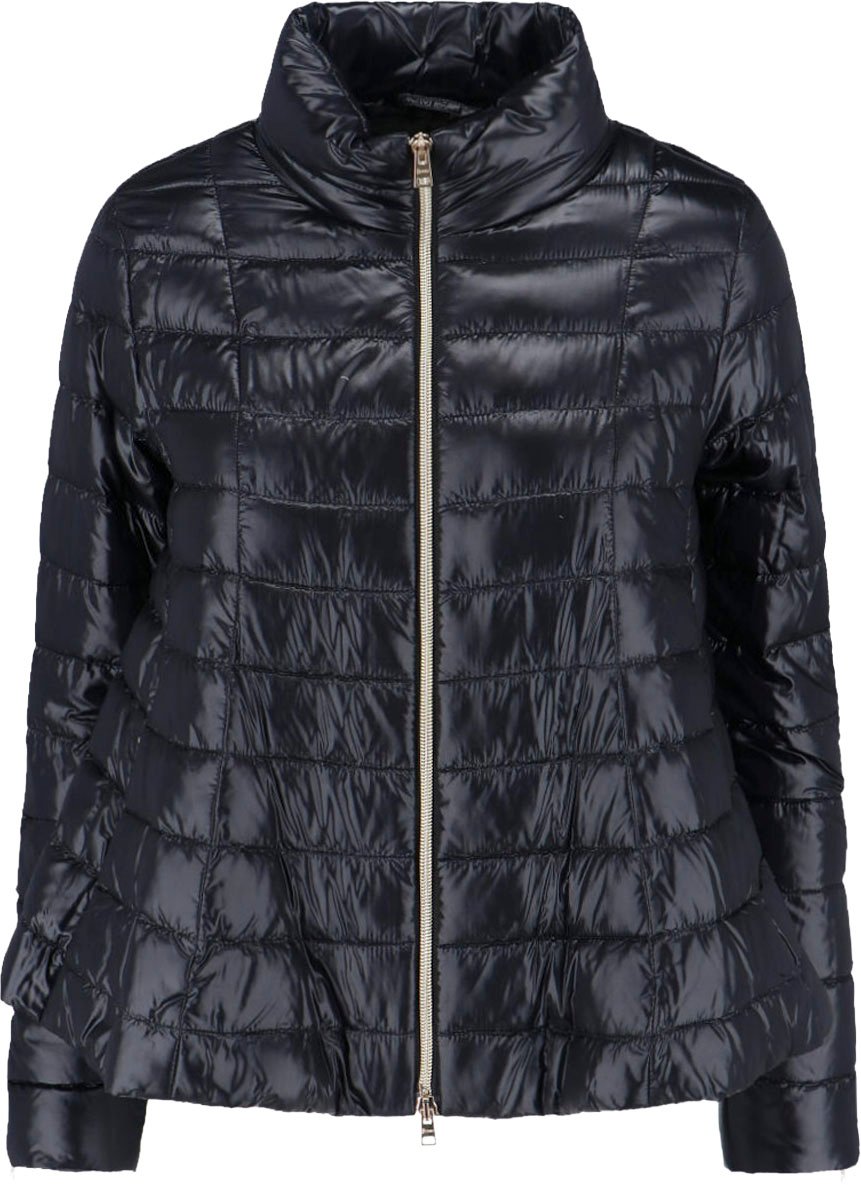 Herno Tailored Black Jacket With High Collar And Zipper Closure Zwart