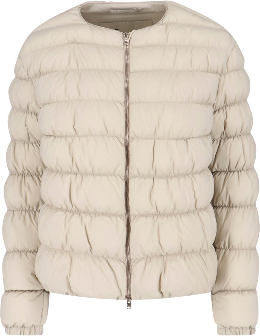 Herno Minimalist White Jacket With Structured Silhouette And High Collar Neutraal