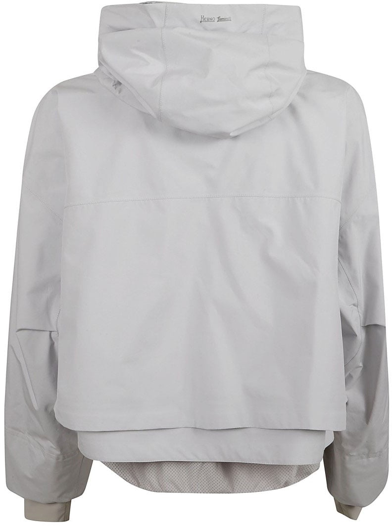 Herno Cropped Hooded Coat With Mesh Detailing Wit
