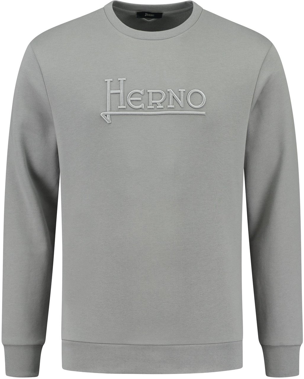 Herno Felpa Girocollo Cotton Sweater Ricamo Herno Grijs