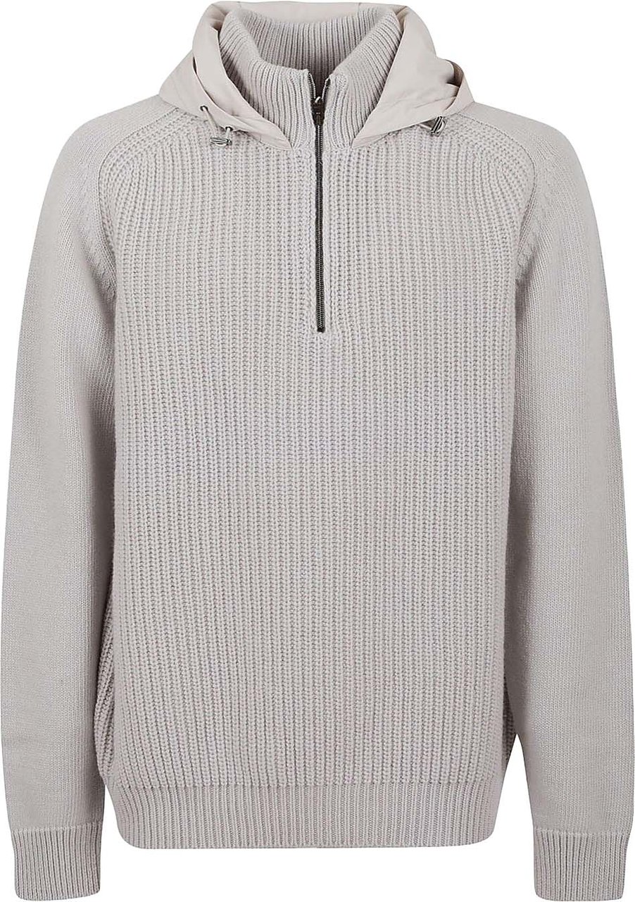 Herno Resort Hooded Wool Sweater Grijs