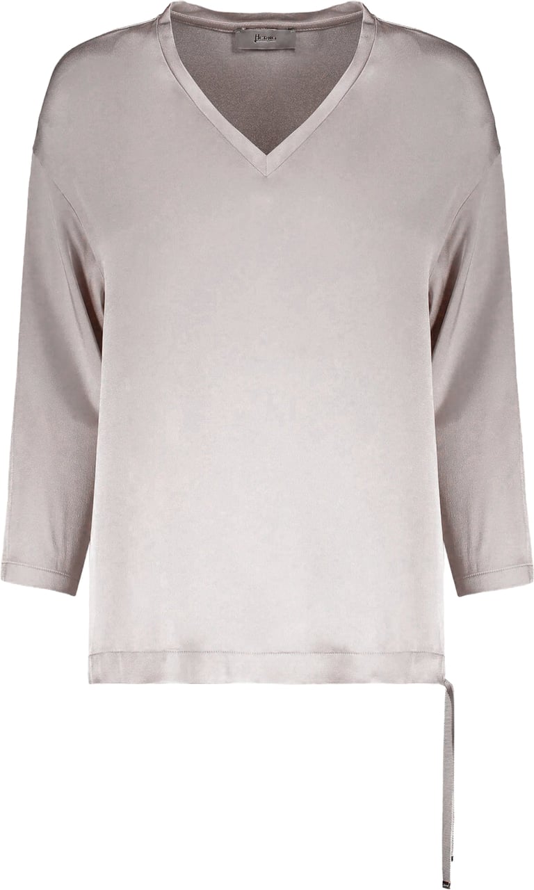 Herno long-sleeve V-neck top Grijs