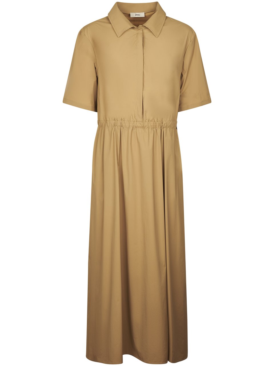 Herno Midi Dress with Classic Shirt Collar Bruin