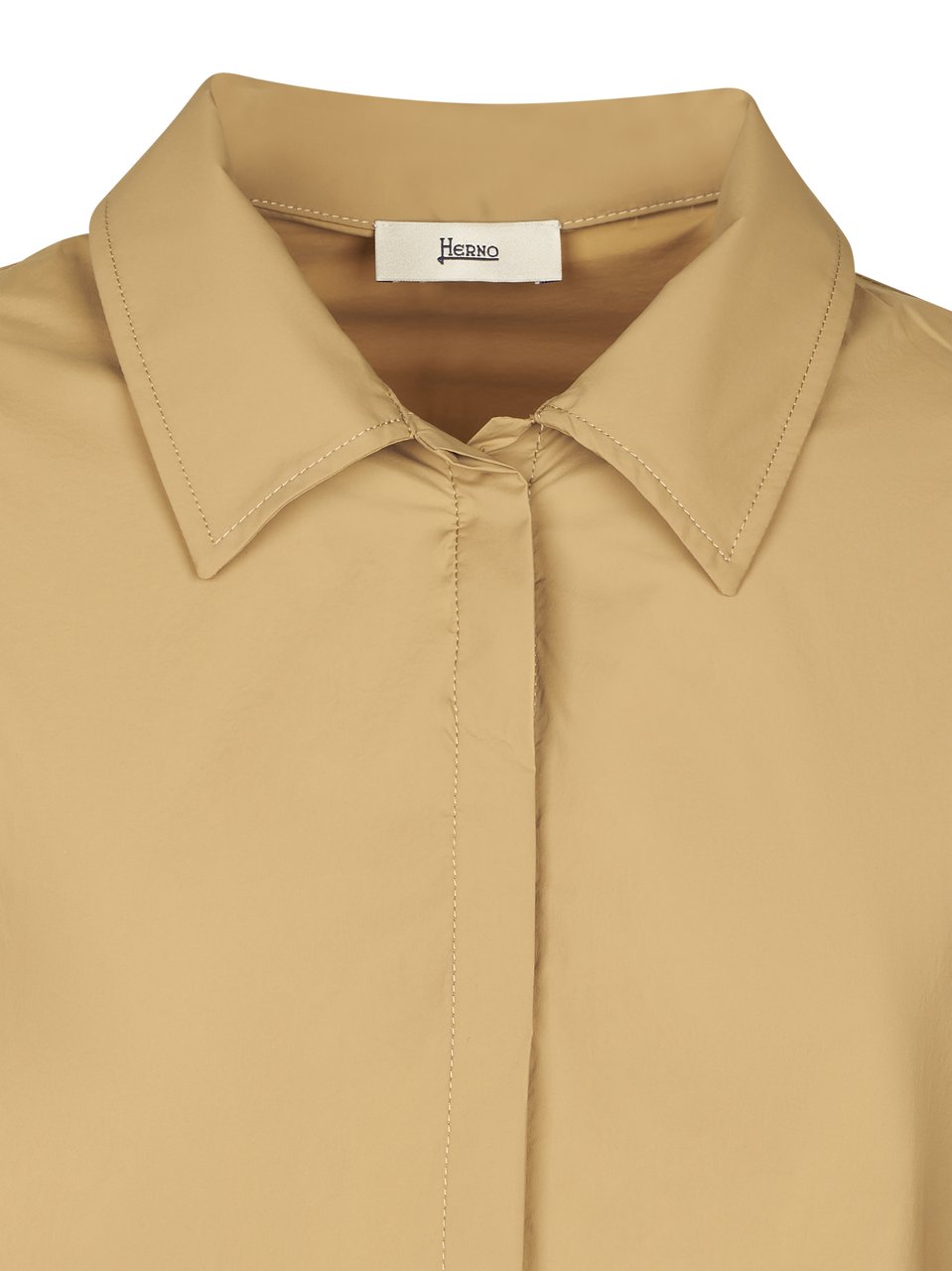 Herno Midi Dress with Classic Shirt Collar Bruin