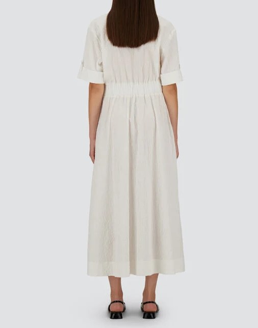 Herno Crispy Cotton Cross Over V Neck Dress Wit