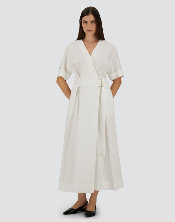 Herno Crispy Cotton Cross Over V Neck Dress Wit