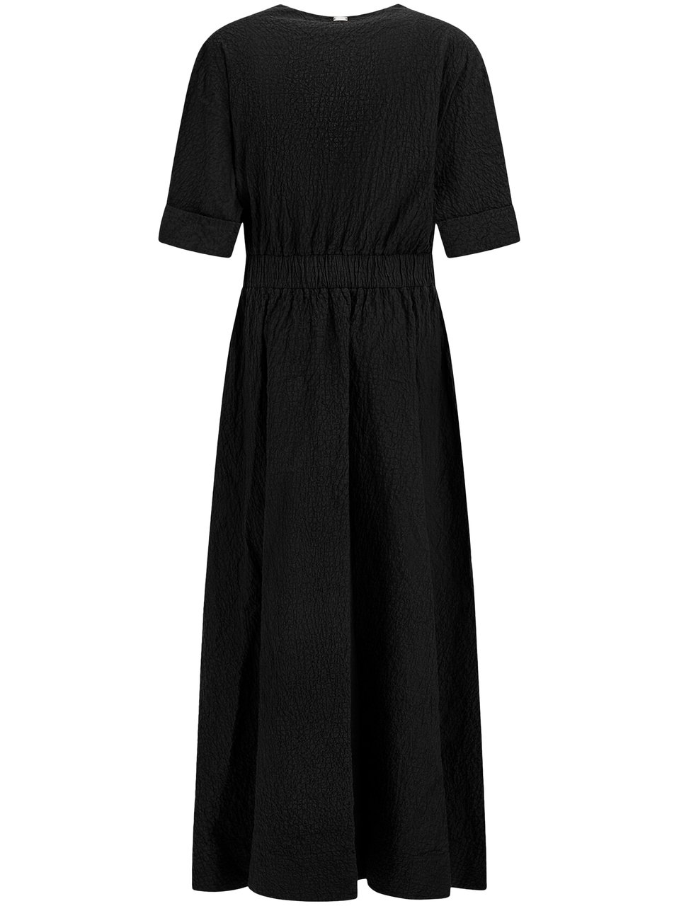 Herno Textured Black Wrap Dress with Belted Waist Zwart