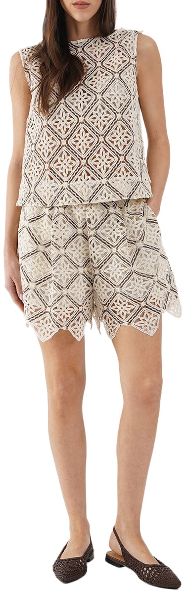 Herno Crochet top Beige