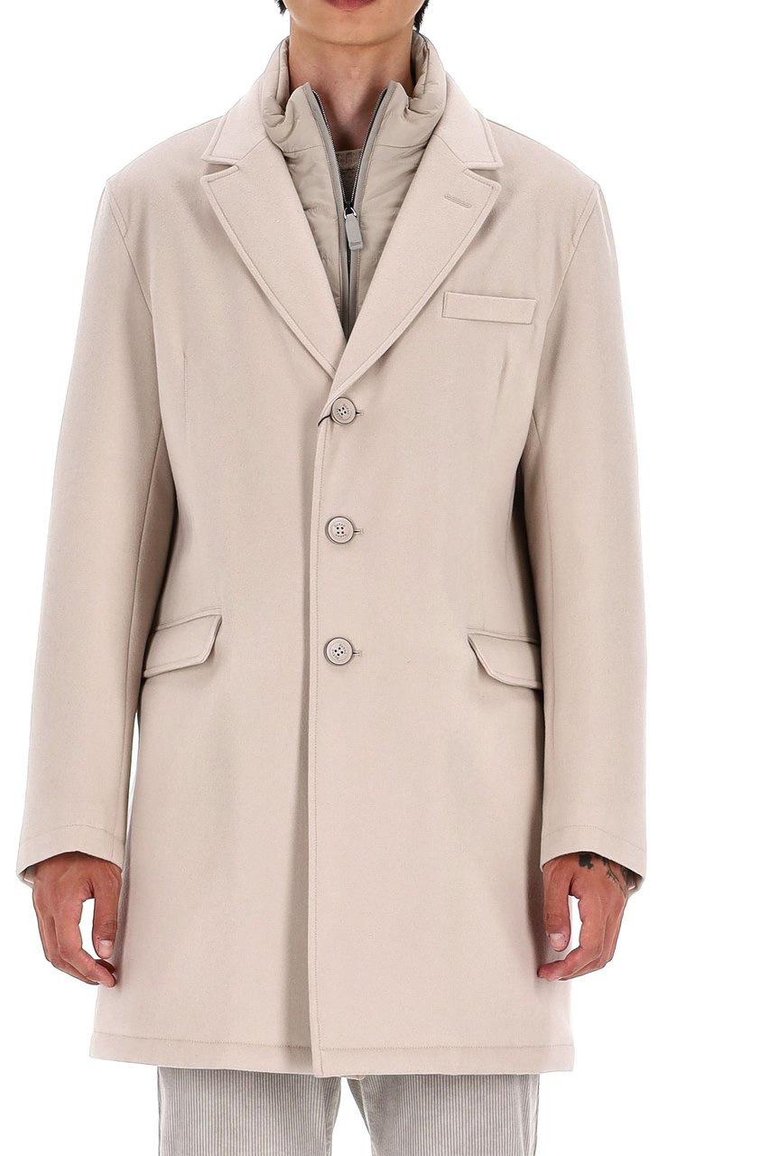 Herno Padded Virgin Wool Coat Neutraal