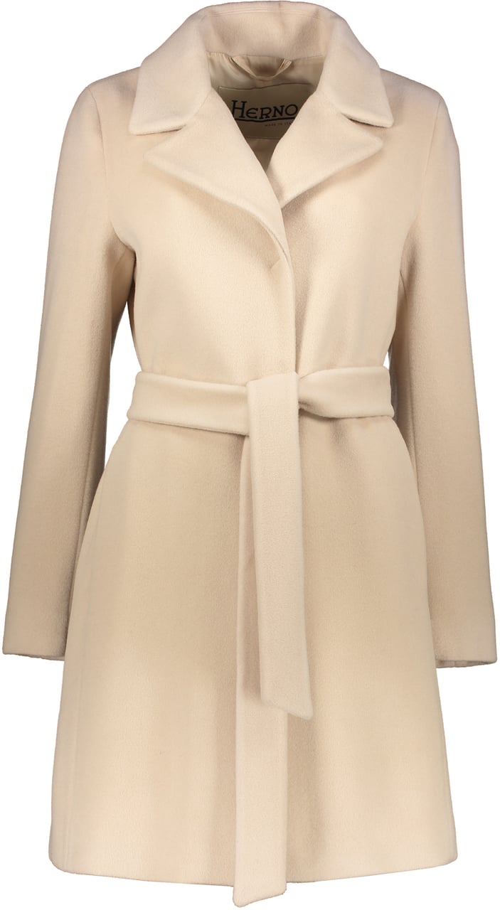 Herno Beige elegant coat with belt Neutraal