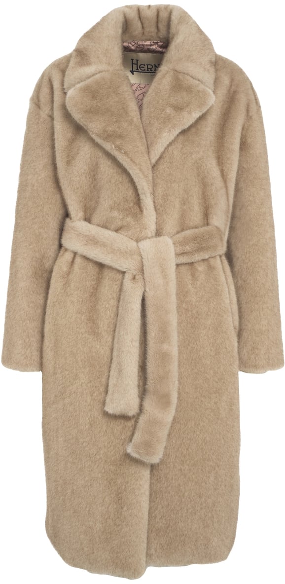 Herno Cappotto in ecopelliccia Beige