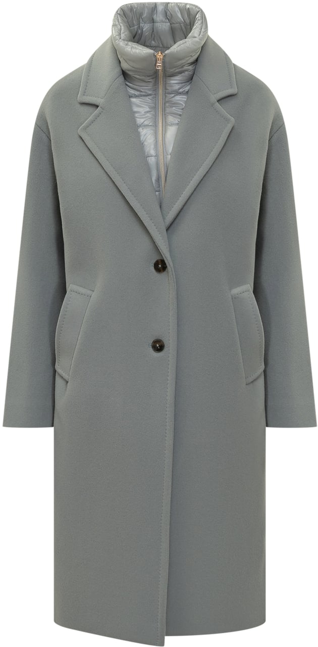 Herno Herno Cappotto Grigio con Gilet Imbottito Interno Blauw