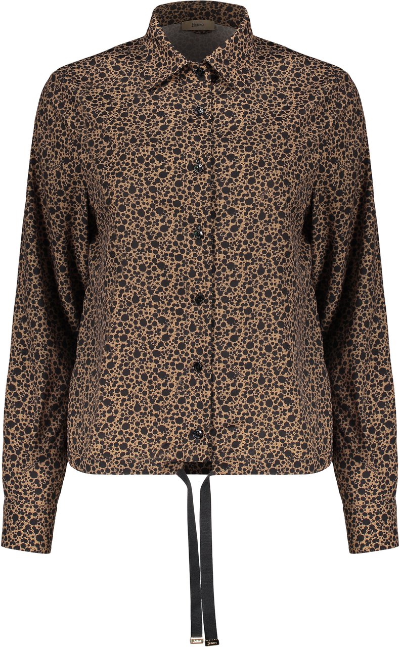 Herno Brown shirt with logo Zwart